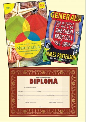 Pachet Caiet vacanta matematica cls a V-a - Cum am scapat cu viata de smecheri, broccoli si dealul serpilo + diploma