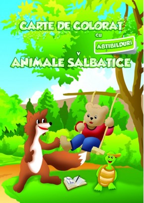 Carte de colorat cu abtibilduri - Animale salbatice