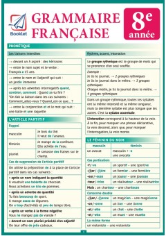 Grammaire française 8e année
