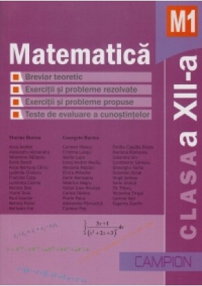 Matematica M1, Clasa a XII-a. Culegere de exercitii si probleme