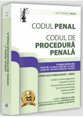 Codul penal si Codul de procedura penala: septembrie 2026 Editie tiparita pe hartie alba Codul penal si Codul de procedura penala: septembrie 2026 Editie tiparita pe hartie alba