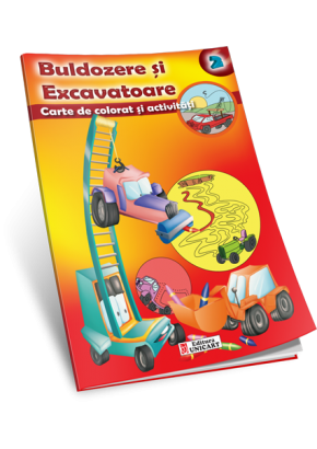 Carte de colorat si activitati - Buldozere si excavatoare