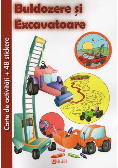 Buldozere si excavatoare carte de activitati  cu 48 stickere